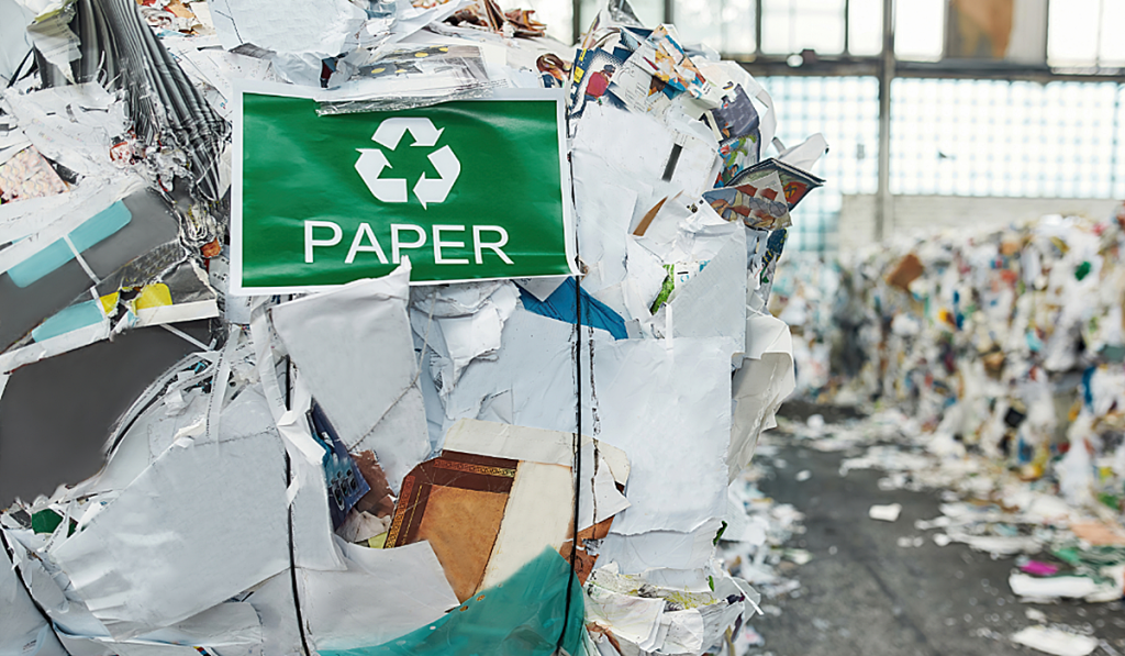Stored paper being recycled